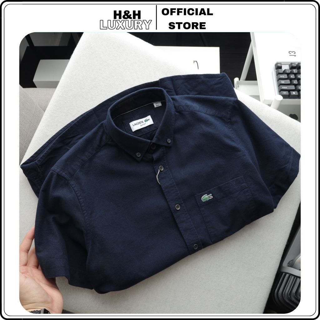 Áo sơ mi nam ngắn tay, áo sơ mi nam màu trơn vải oxford dày dặn, thấm hút mồ hôi vải dư vnxk