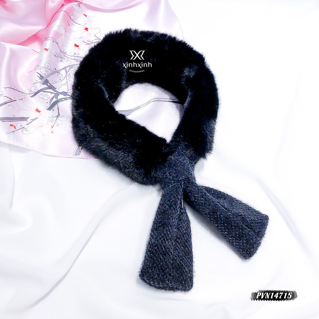 Khăn quàng cổ lông len thắt khuy cao cấp cho bạn gái - Xinh Xinh Accessories