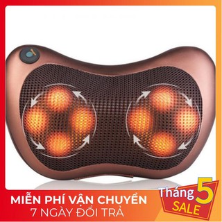 Gối massage hồng ngoại 8 bi đảo 2 chiều + tặng sạc xe hơi