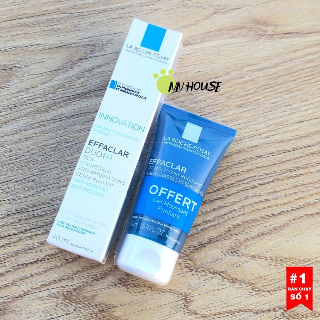 Kem mụn La roche Posay Effaclar Duo+ và sữa rửa mặt - set srm và kem ngừa mụn phục hồi và tái tạo da - NN HOUSE