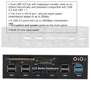 USB 3.0 Hub Multi-Function eSATA SATA Port Internal Card Reader PC Media Front Panel Audio for SD