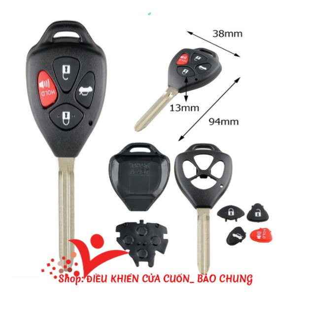 Vỏ chìa khóa xe ô tô toyota vios,yaris,altis,inova,fortuner,camry loại điều khiển chìa thẳng 2 nút,3 nút,4 nút