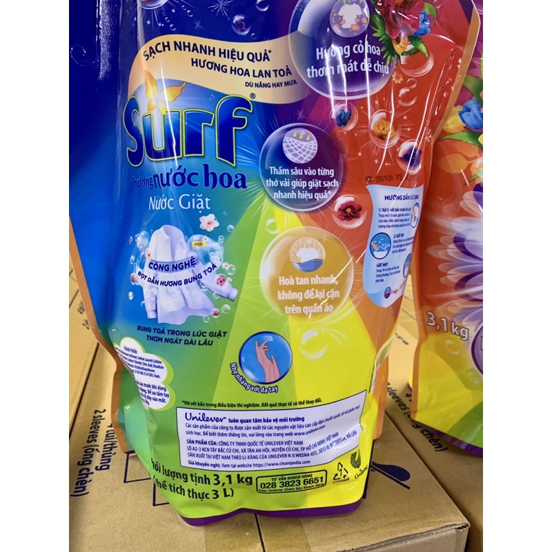 Nước Giặt Surf Hương Nước Hoa Túi 3.1Kg