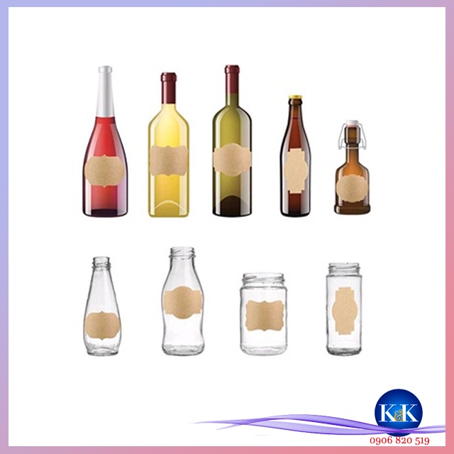❧K&K☙ Set 10 nhãn dán chai lọ bằng giấy Kraft