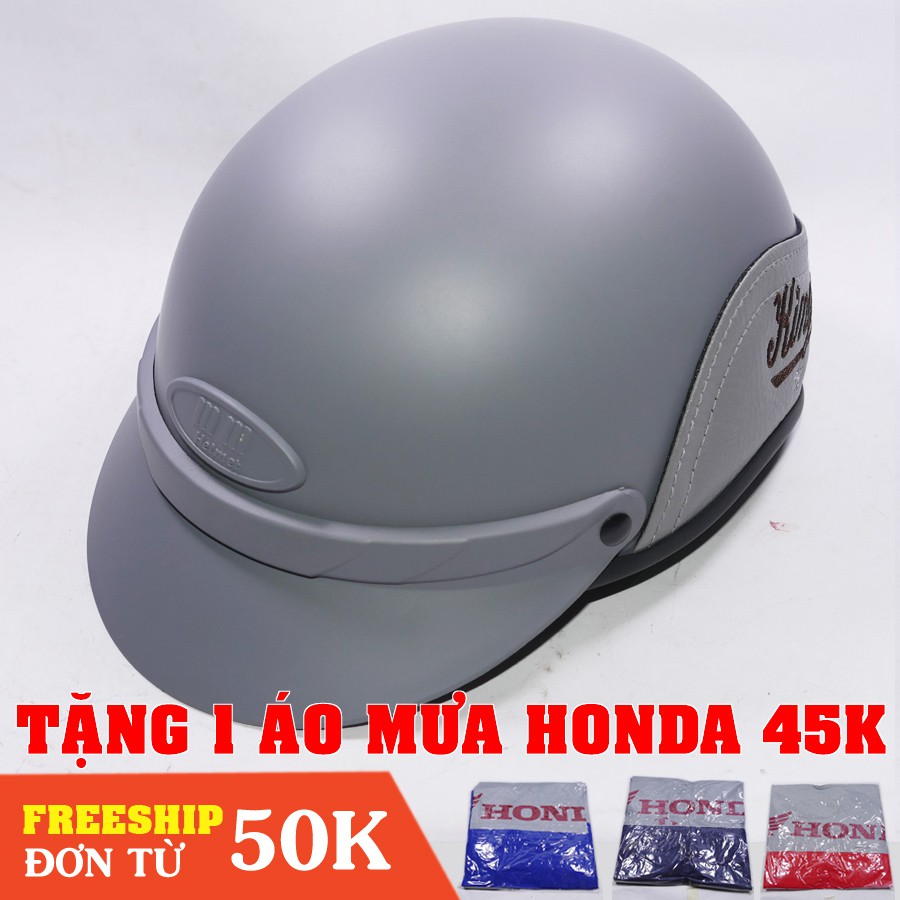 [Tặng áo mưa Hon.da] Nón bảo hiểm cao cấp chính hãng Helmet gắn da thêu chữ King DVS