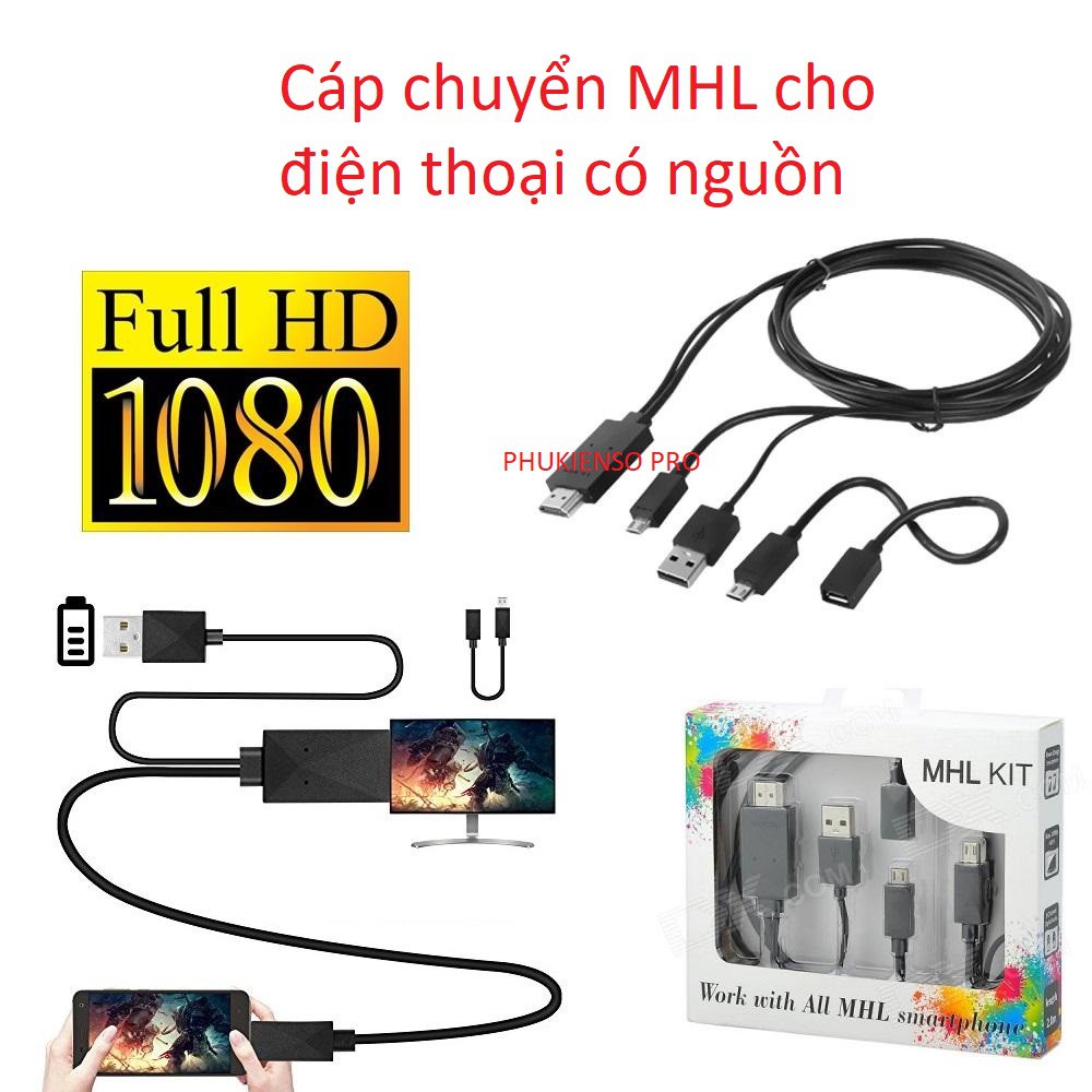 Cáp chuyển MHL to HDMI kết nối điện thoại lên