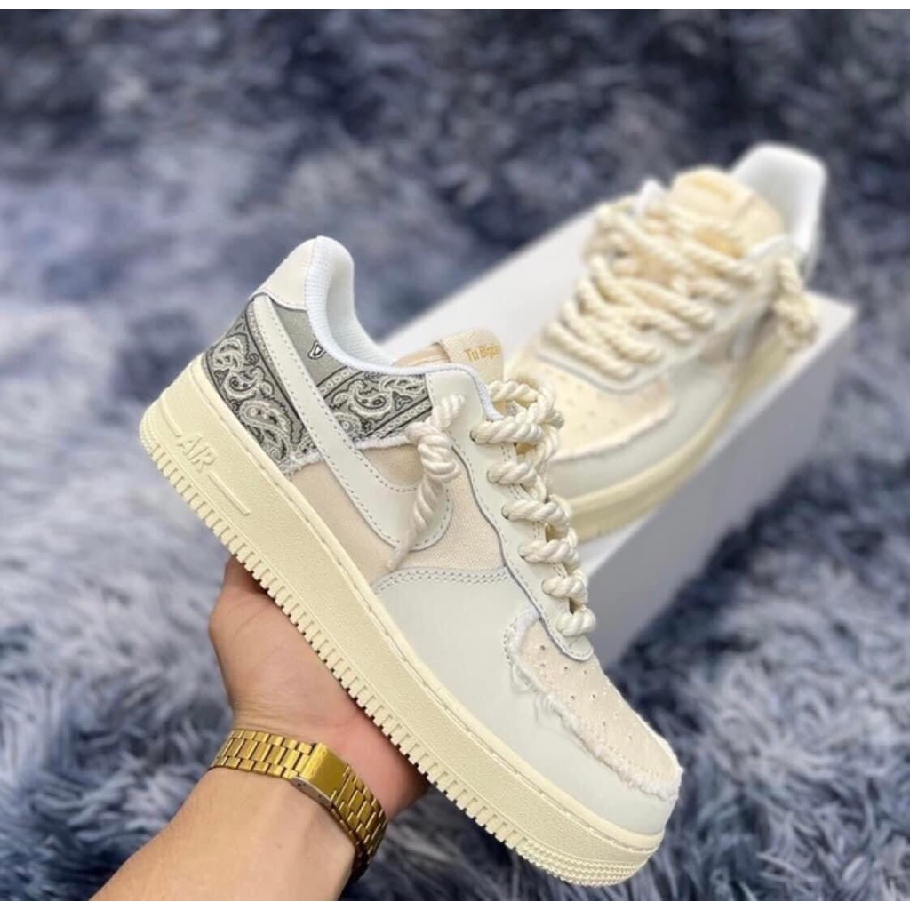 ✅shopgiayphutho19✅Giày thể thao AF1 dây thừng, Air Force 1 xám thêu thổ cẩm dây trạc cực chất mẫu mới nhất hot trend