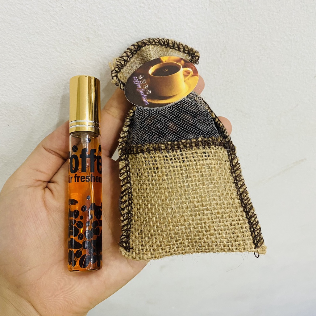 Nước hoa ô tô, Túi Hạt Cafe Hazelnut RF- 3009 - kèm thêm tinh dầu xịt hương thơm cafe dễ chịu