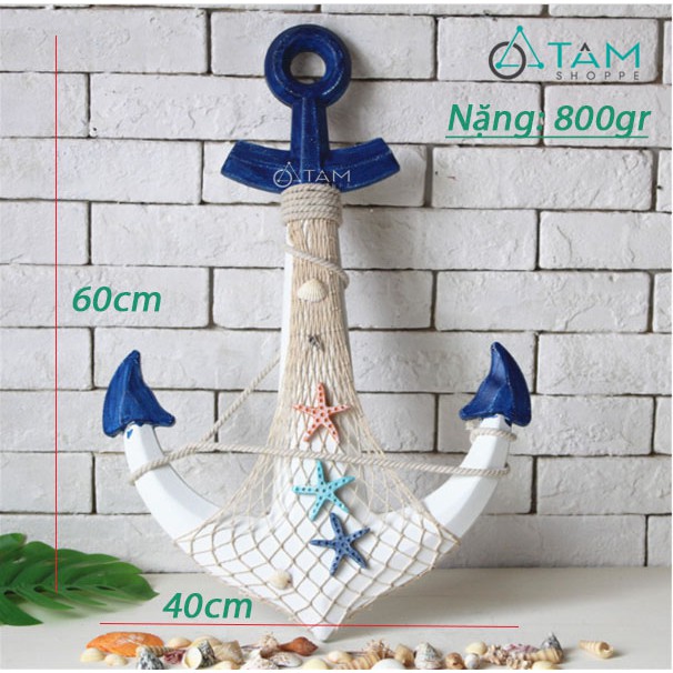 Mỏ neo trang trí gỗ 60cm MN-01