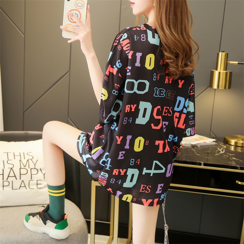 Áo Thun oversize Tay Ngắn Cổ Chữ v Mùa Hè Hàn Quốc Cho Nữ Cửa Hàng Địa Phương