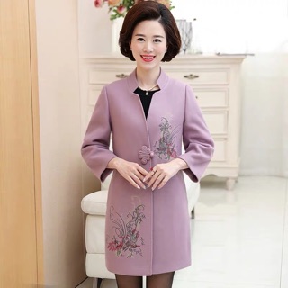 Áo dạ thêu hoa cổ tàu