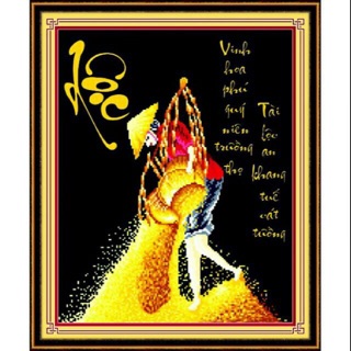 Tranh đính đá-Lộc-Vinh Hoa Phú Quý Niên Trường Thọ>chưa đính>77458