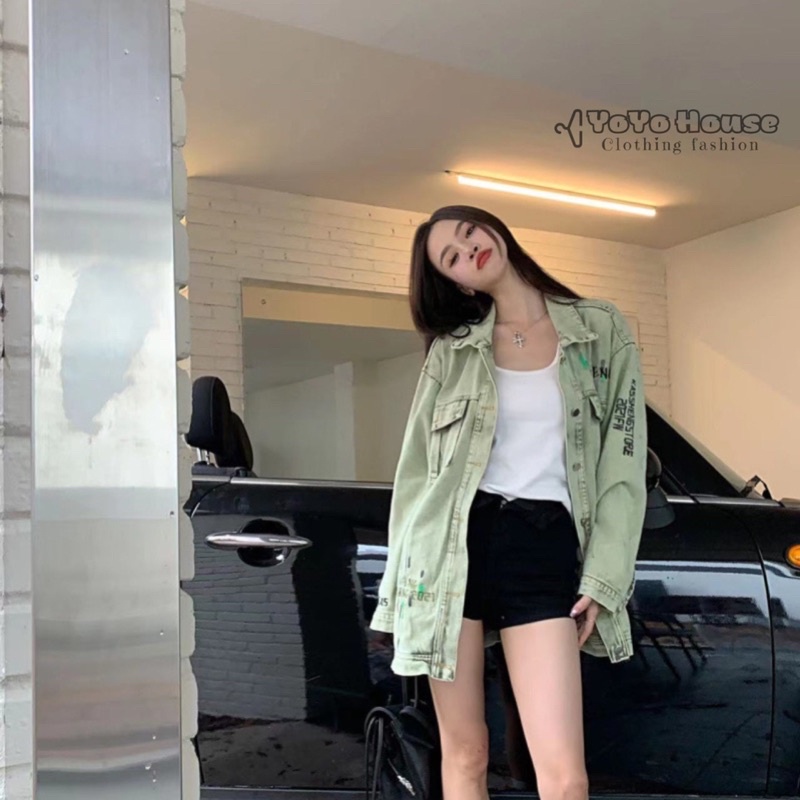 Áo khoác denim dài tay phong cách retro thời trang mùa thu 2022