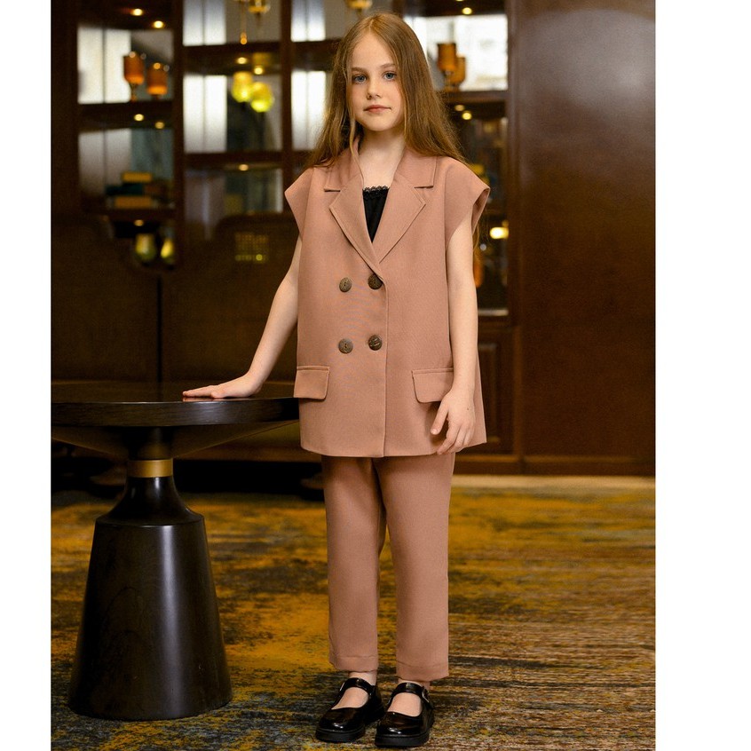 Quần âu dài thiết kế 137Kids cạp lưng chun cho bé gái đi chơi dự tiệc