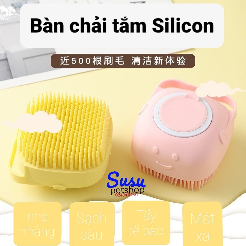 Bàn chải tắm Silicon cho chó mèo