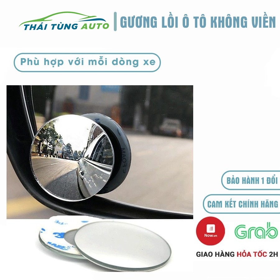 Gương cầu lồi có viền tráng bạc gắn kính hậu xe ô tô xoay 360 độ xóa điểm mù