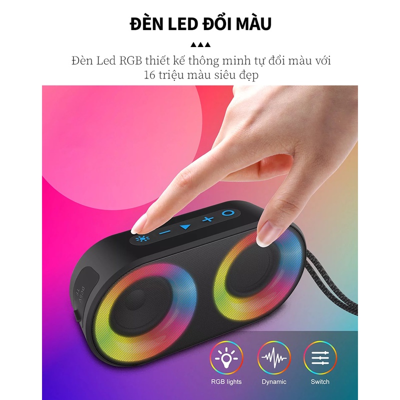Loa Bluetooth Di Động BD-K212 Bluetooth 5.0 cắm usb thẻ nhớ đa năng có đèn led -Bảo Hành 12 Tháng.