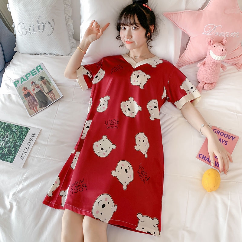 Bộ đồ ngủ ngắn tay bằng lụa mát thiết kế quyến rũ phong cách hàn quốc | BigBuy360 - bigbuy360.vn