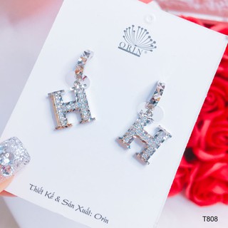 Bông tai bạc nữ, khuyên tai dáng dài đính đá thiết kế cao cấp Orin T808