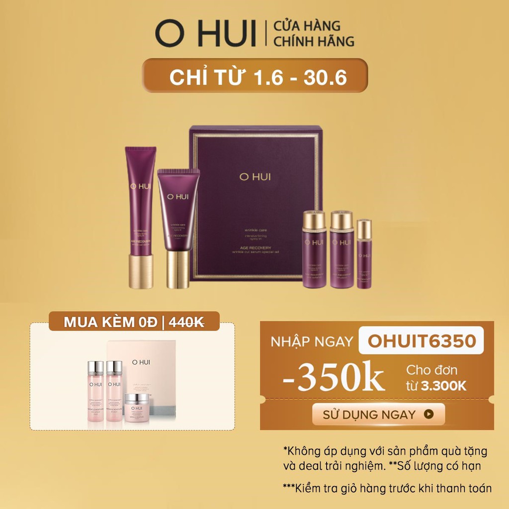 [Mã COSLUX02 giảm 120K]Bộ dưỡng xóa nếp nhăn phục hồi da lão hóa OHUI Age Recovery Wrinke Cut Serum Special Set