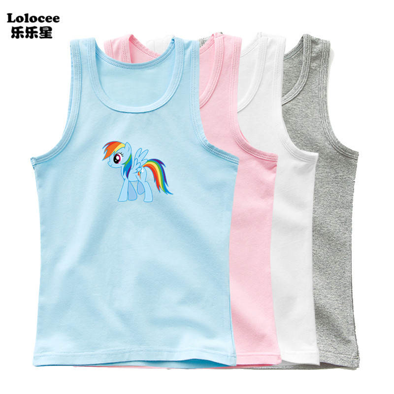 Áo thun sát nách in hình kỳ lân và chữ My Little Pony thời trang hè 2021 xinh xắn cho bé gái