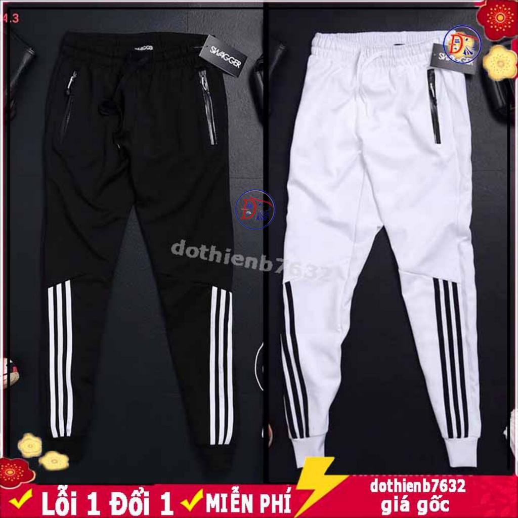 ⚡️ CHẤT ĐẸP-Y HÌNH ⚡️ Quần thể thao nam Quan jogger nữ kiểu nỉ bó ống Hàn Quốc in 3 sọc