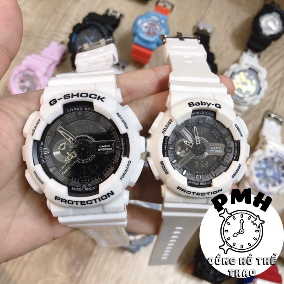 Đồng hồ đeo tay nam nữ, Đồng hồ unisex thể thao GA110 màu trắng đen 55mm × 51,2mm × 17,4mm - Hàng nhập khẩu