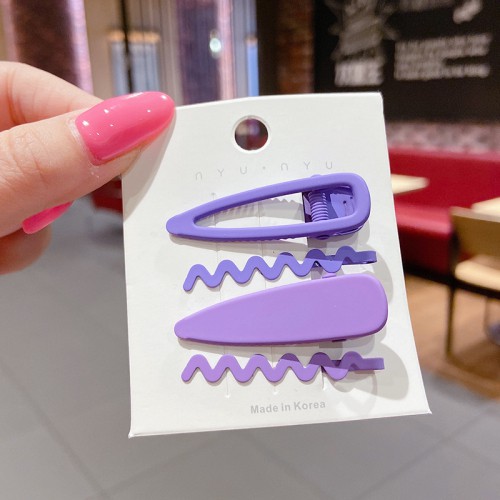 Set 4 Kẹp Tóc Gợn Sóng Nhiều Màu Xinh Xắn Phong Cách Hàn Quốc