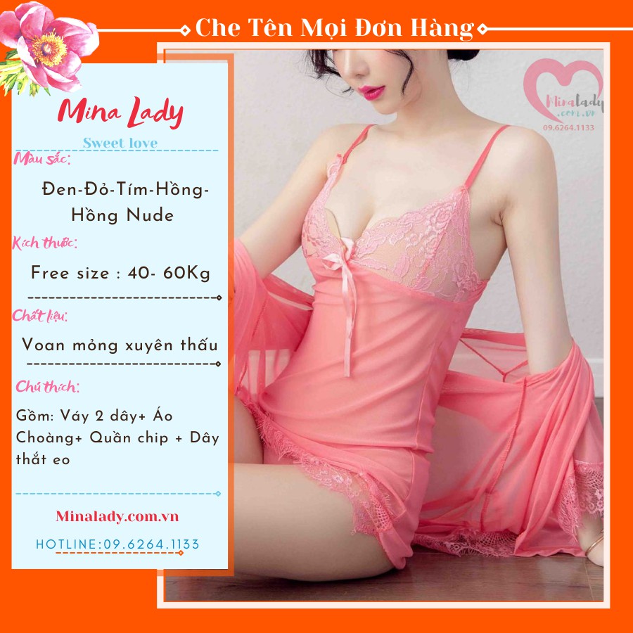 Đồ ngủ Sexy Hai Dây Quyến Rũ Kèm Áo Choàng Sexy Gợi Cảm Xuyên Thấu Tặng Chip lọt khe cao cấp full màu VAYÁOCHOÀNGT | BigBuy360 - bigbuy360.vn