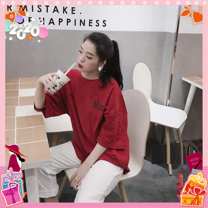 Sét Bộ Đồ Nữ Mặc Đi Chơi Dự Tiệc, Mặc Ở Nhà Mùa Hè, Áo Phông Đỏ Cotton Kèm Quần Kaki Trắng Phong Cách Hàn Quốc | BigBuy360 - bigbuy360.vn