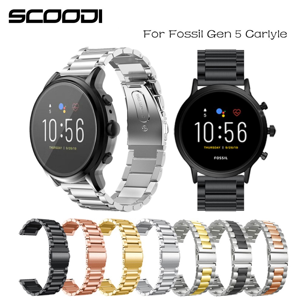 Dây Đeo Bằng Thép Không Gỉ 22mm Cho Đồng Hồ Thông Minh Fossil Gen 4 Q Explorist Hr / Gen 5