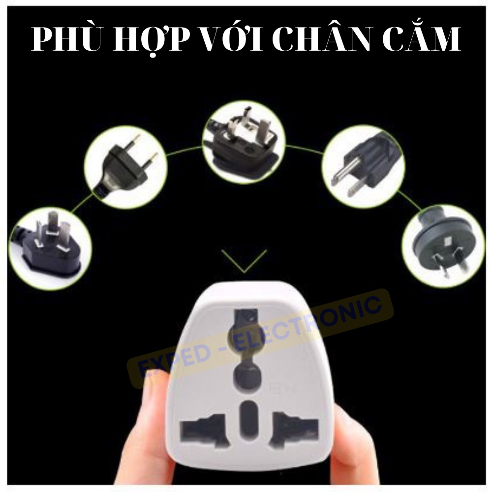 Đầu chuyển đổi phích cắm điện 3 chấu sang 2 chấu loại chân dẹt EX02