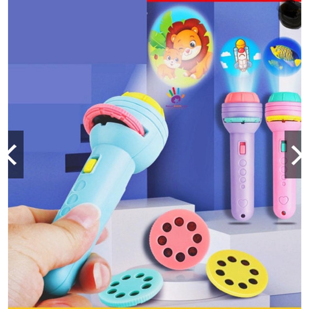 Đèn Pin Chiếu Hình Cho Bé 3D, Đèn Vẽ Thông Minh Có Nhiều Hình Động Vật Đáng Yêu