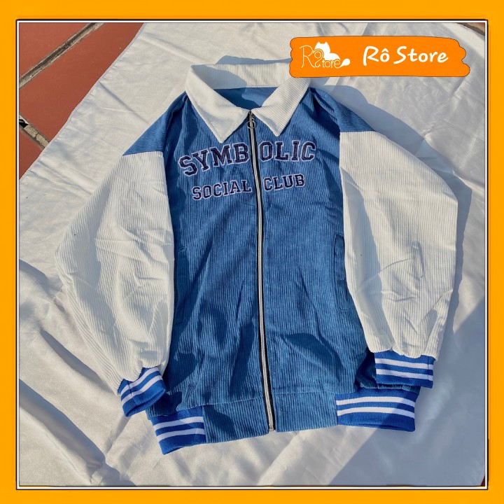 Áo bomber nhung tăm, Áo bomber nữ cổ bẻ có khóa form rộng unisex STORE AK04