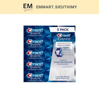 Set 5 tuýp Kem đánh răng Crest 3D White Advanced 158g/tuýp
