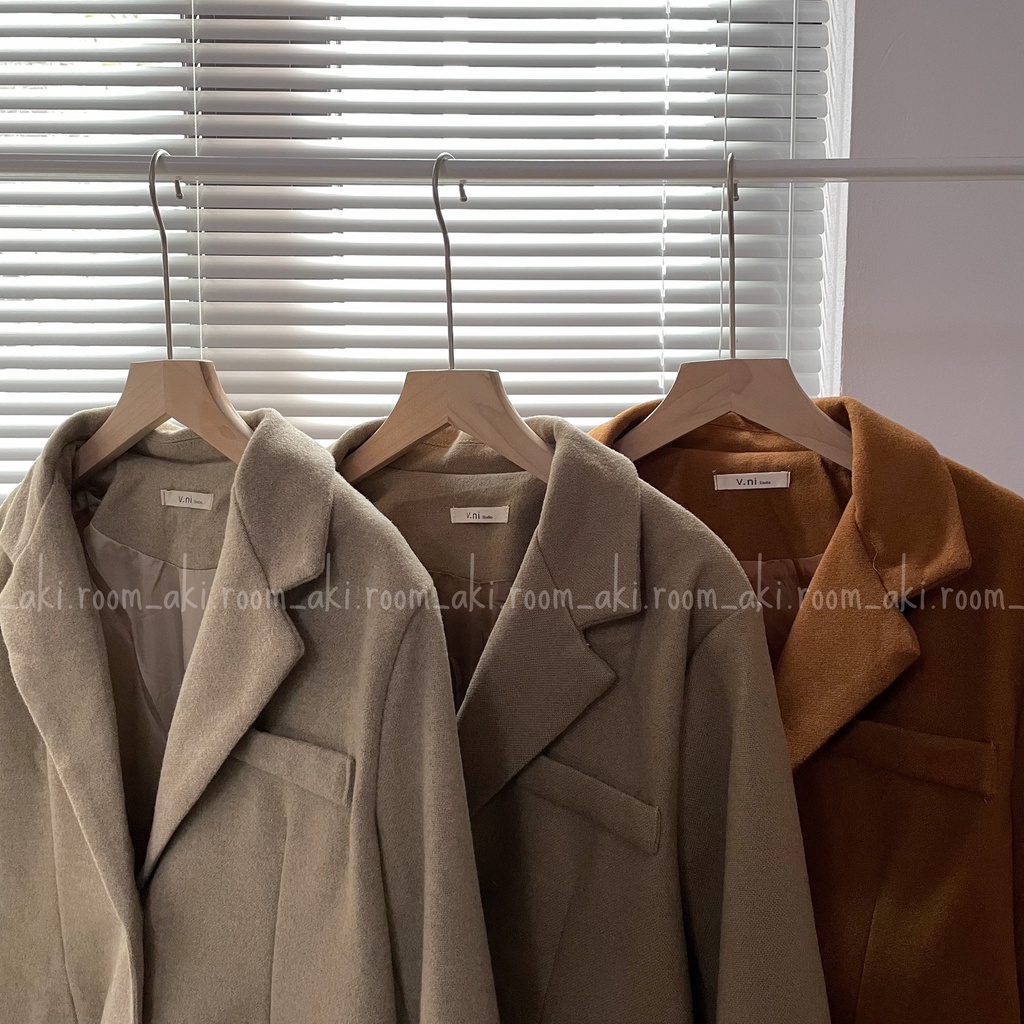Áo khoác vest dạ hai khuy túi ngang giả