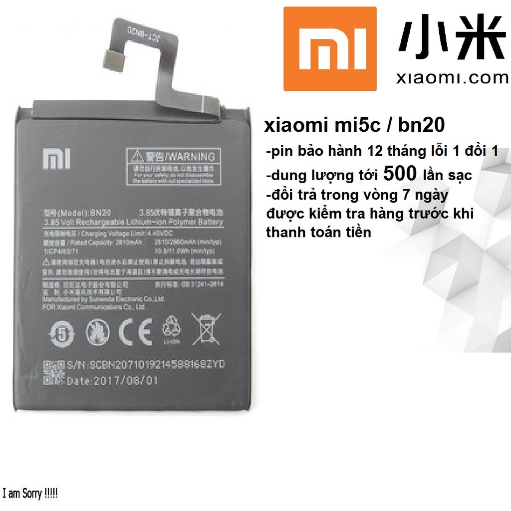 [Dùng Thử 7 Ngày] Pin Xiaomi 5C/BN20 Bh 12 tháng