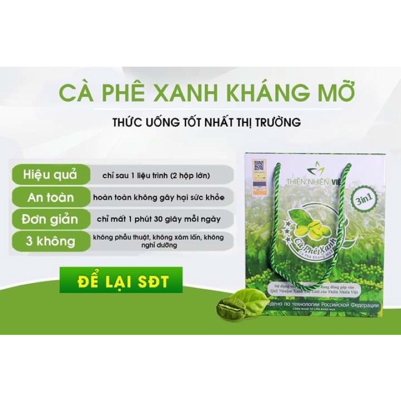 Cafe Xanh - hộp 30 gói - (cafe chính hãng)