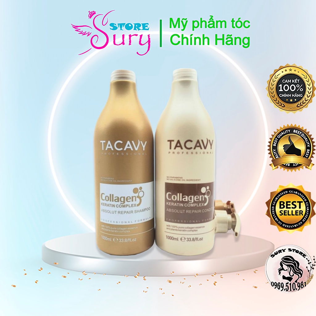 Cặp dầu gội xả TACAVY Collagen 1000ML PHỤC HỒI HƯ TỔN, KHÔ XƠ GÃY RỤNG 🎯️🎯️🎯