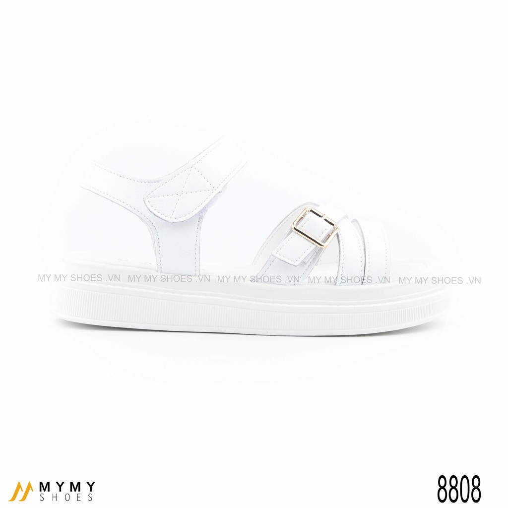 8808 Sandal da lì đan chéo khóa cài quai dán đế bánh mì 3p