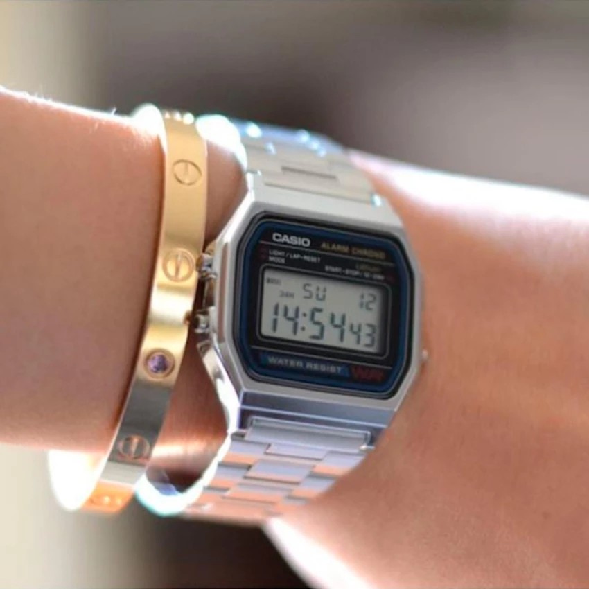 Đồng hồ nam dây kim loại Casio chính hãng Anh Khuê A158WA-1DF