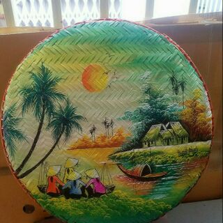 Tranh mẹt tre vẽ phong cảnh lang quê