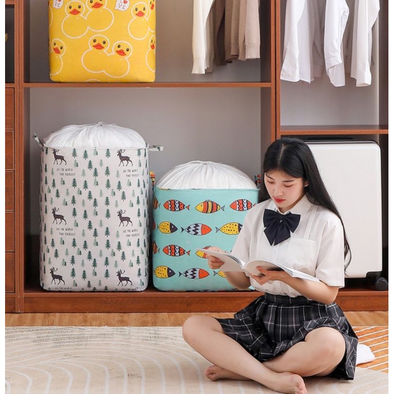 (Cỡ đại) Sọt vải chữ nhật đựng để chăn màn, quần áo, đồ chơi cho bé đa năng tiện lợi.