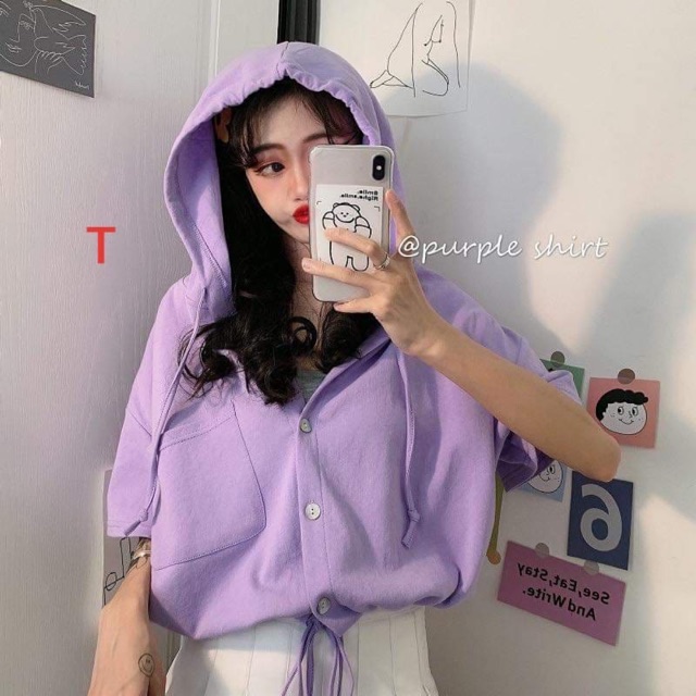 Áo crt mũ dây rút eo Trơn TTB886