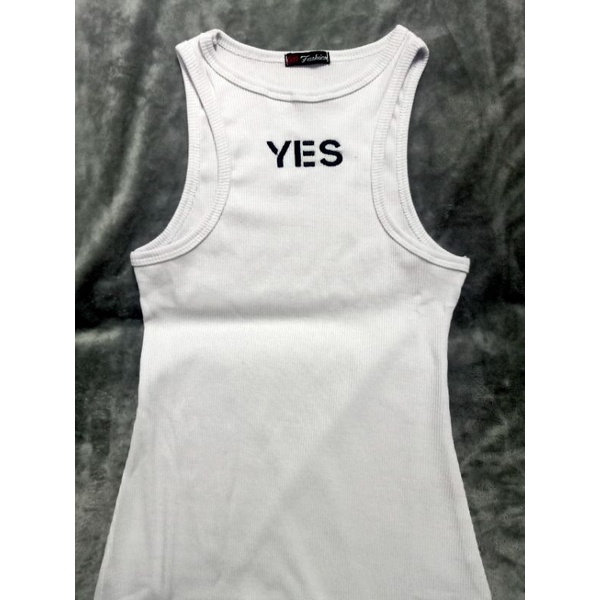 Đầm body ba lỗ in chữ YES chất thun gân dày dặn có 3 màu y hình MIDORI247