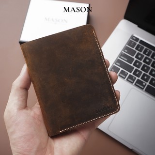 Ví nam mini da sáp dáng đứng cầm tay nhỏ gọn MORI cao cấp thương hiệu MASON - M02
