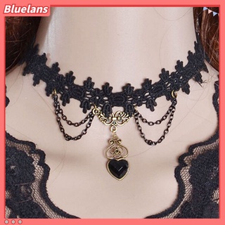 Vòng cổ Choker phối ren và mặt hình trái tim thời trang