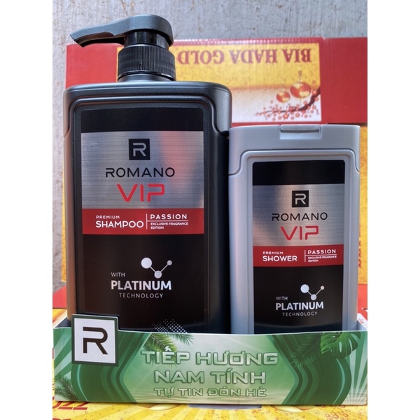 Dầu Gội Cao Cấp Romano VIP 650g tặng kèm sữa tắm 150g như hình (mầu xám xanh)