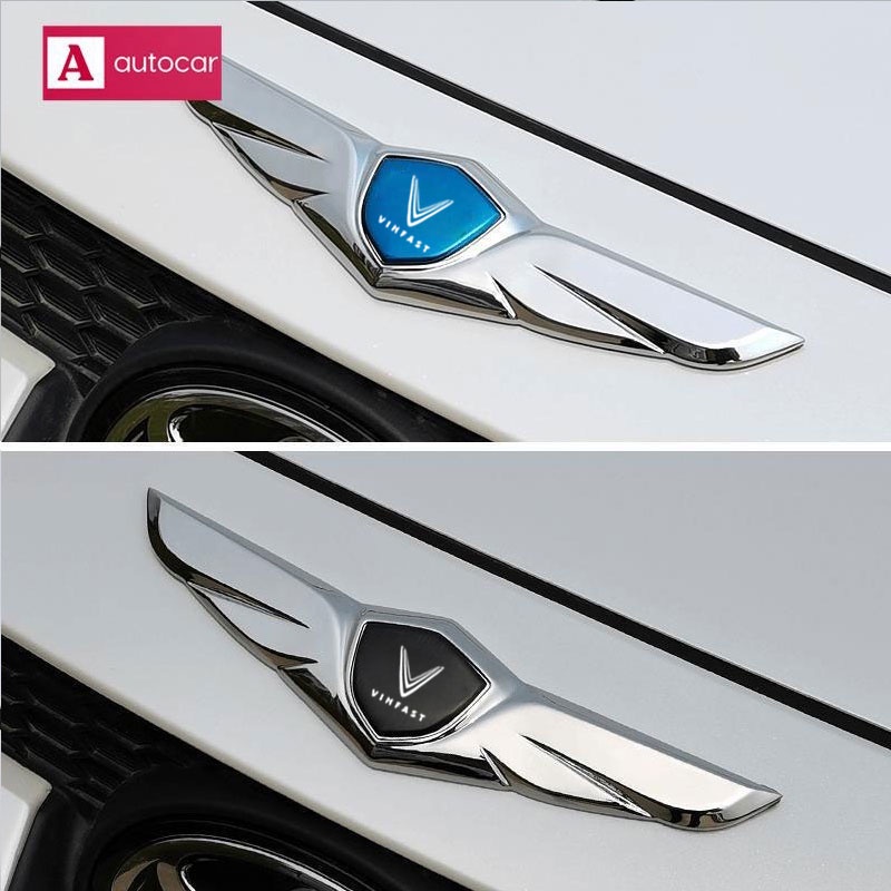 Đối với Vinfast Xe phía trước Đồ trang trí Nắp ca-pô Trang trí bằng kim loại Logo Đôi cánh thiên thần Dán phù hợp với VF8 VF9 E34 Phụ kiện