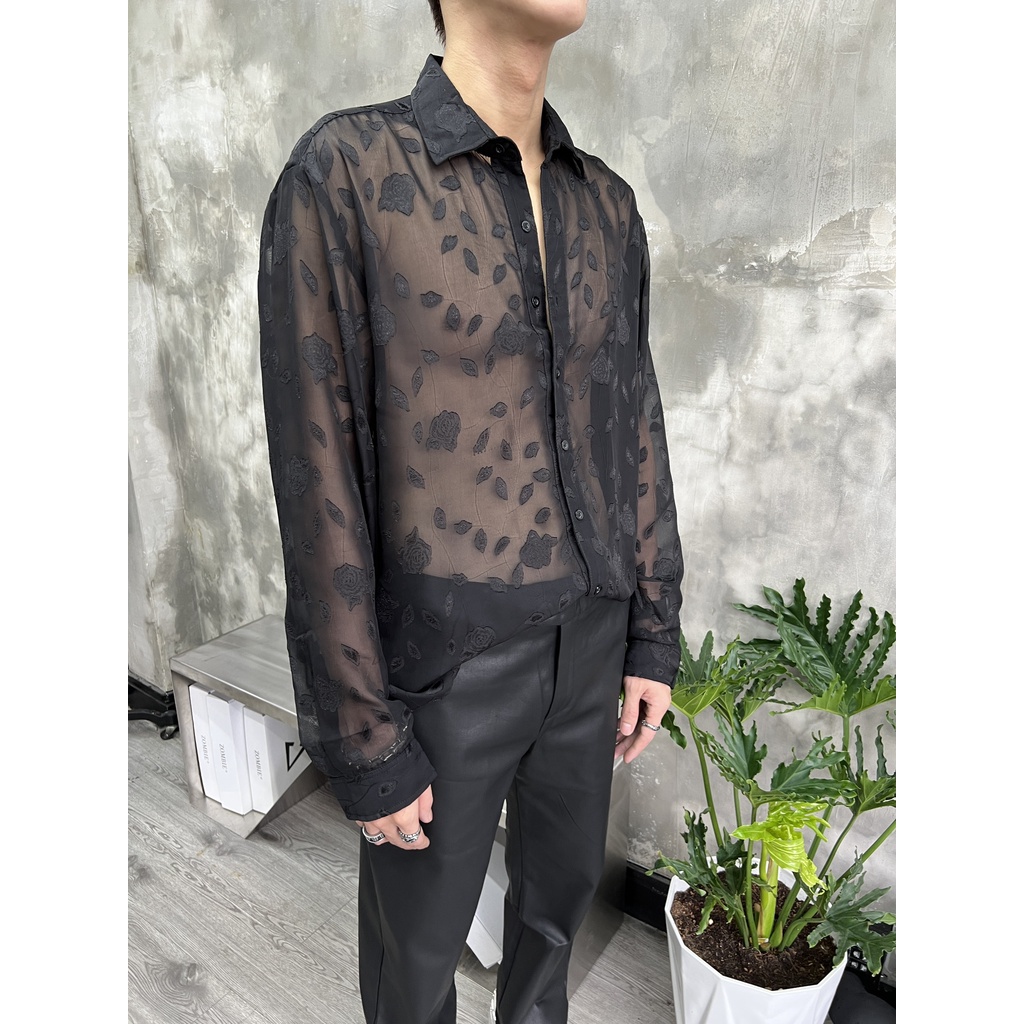 Áo ZOMBIE® Black Rose Mesh Net Shirt